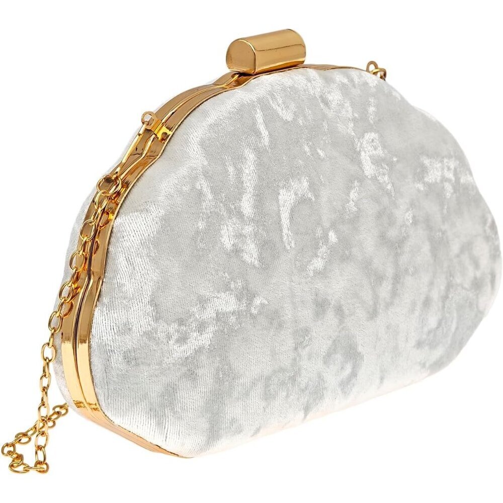 Women's Shiny Texture Clutch Purse Evening Bag Crossbody Chain Strap - Picture 2 of 6
